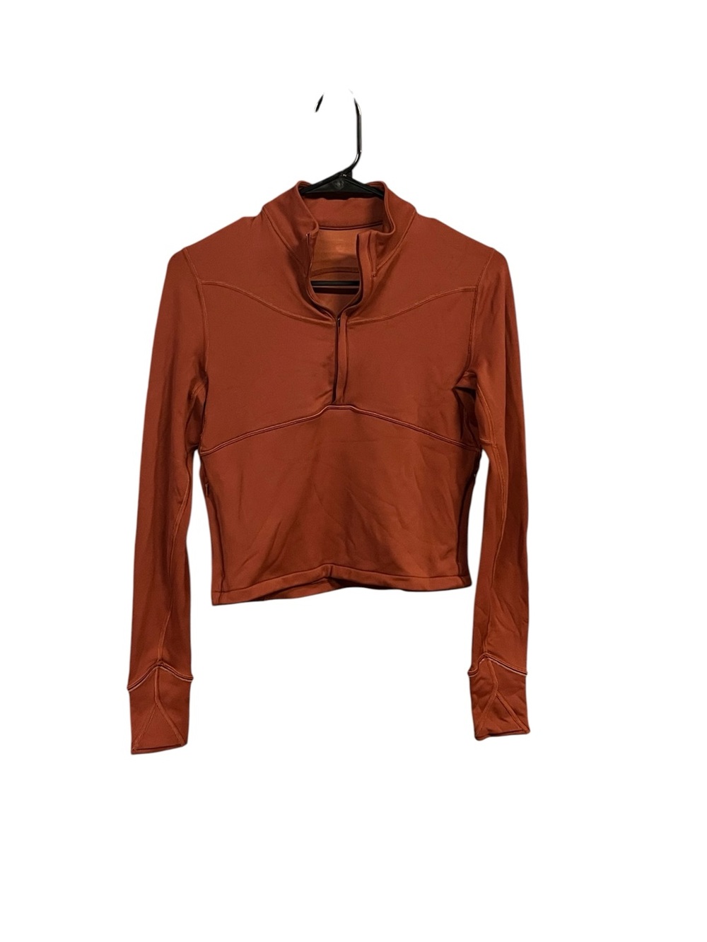 Lululemon Rulu Running Cropped Top 1/2 Zip Dark Terracotta Size 4 W3ECSS